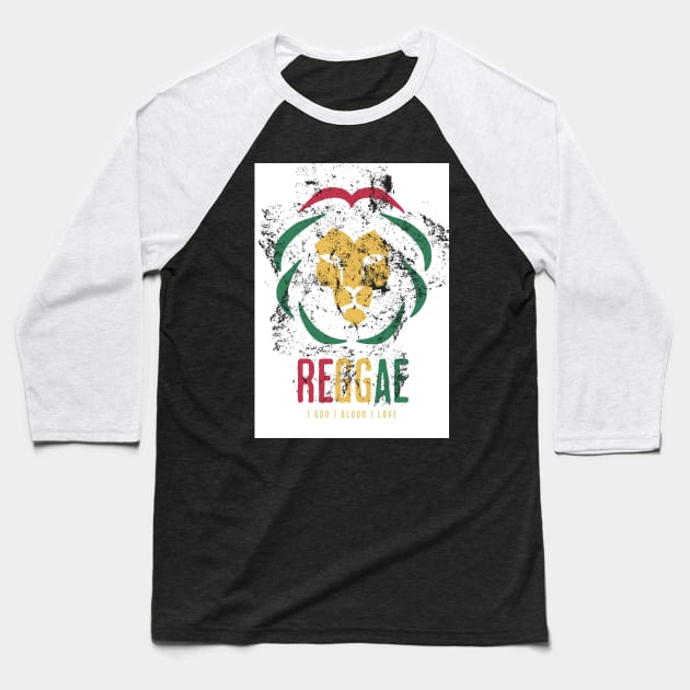 Lion Reggae - Colorful Baseball T-Shirt by Oldetimemercan